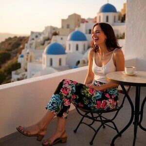 Eloquii Black Floral Print Cotton Spandex Ankle Pants Size 16W